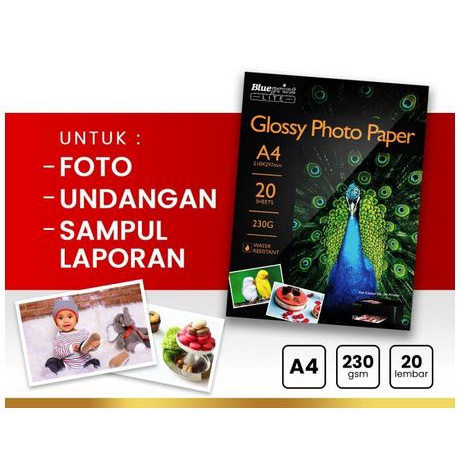 

Kertas Foto Glossy Photo Paper Poto BLUEPRINT Lite A4 - 10R 230 gsm 2