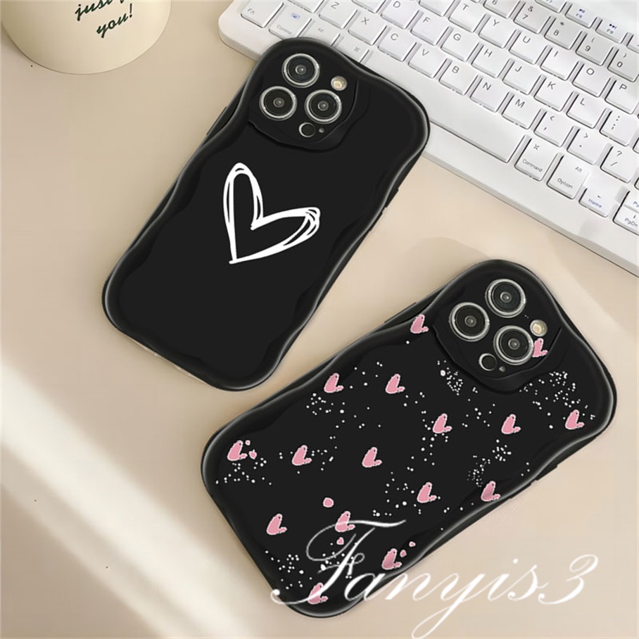 Redmi 12 12C A1 10C 10 10A 9 9A 9C 9T Note 12 12s 11s 10s 11 10 9s 9 Pro Xiaomi Poco X3 X3NFC X3Pro 12 11 Lite Bentuk Hati Sederhana Bergelombang Melengkung Tepi Casing Ponsel TPU Soft Cover