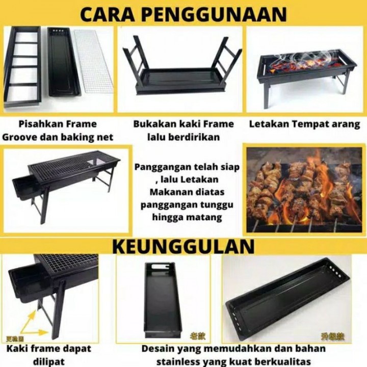 ROCKWARE RW-BBQ02 - Alat Panggang Barbecue Portabel FREE SET TUSUKAN