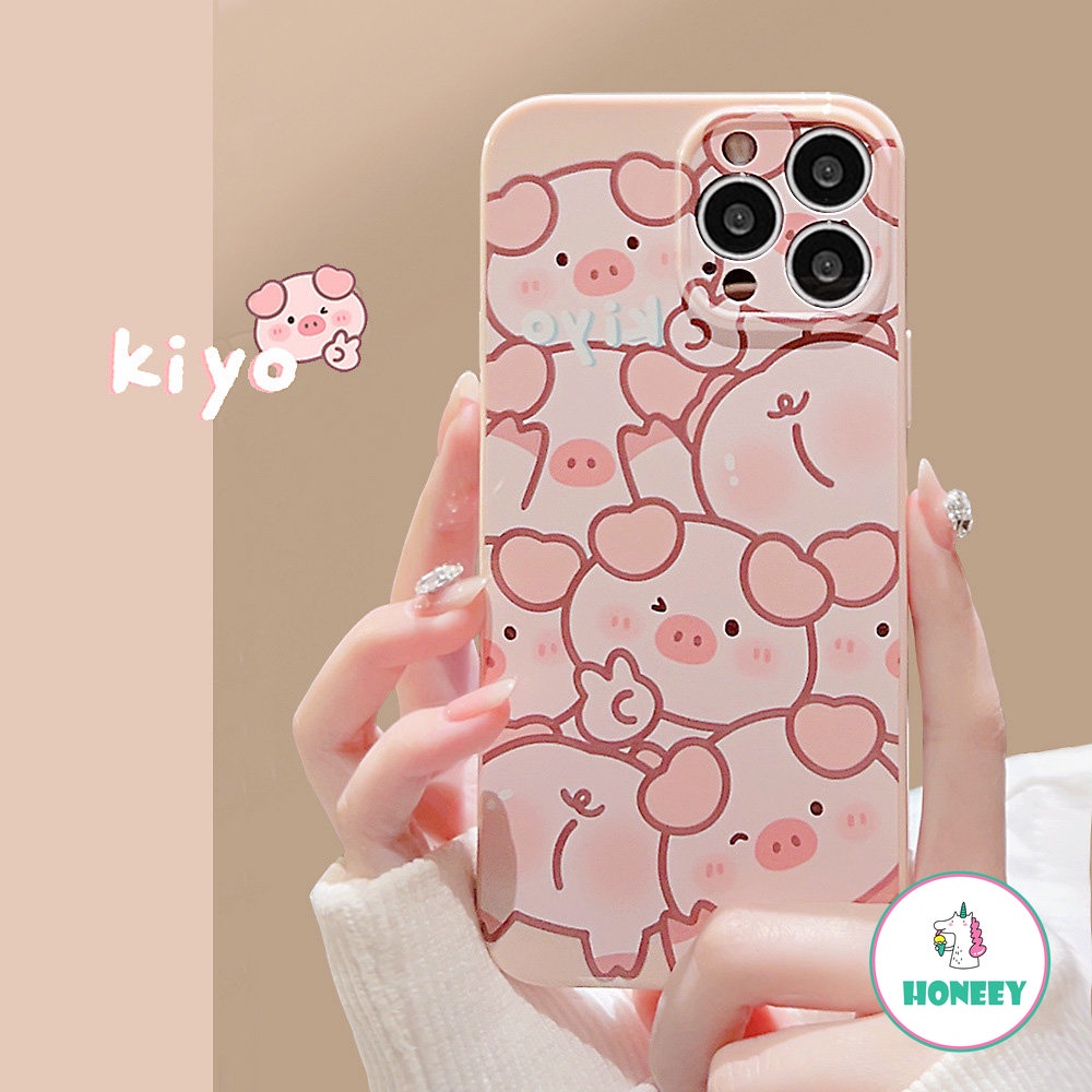 Kawaii Pink Piggy Phone Case Kompatibel Untuk iPhone 14 Pro Max13 12 11 Pro Max TPU Lembut Shockproof Sarung Handphone