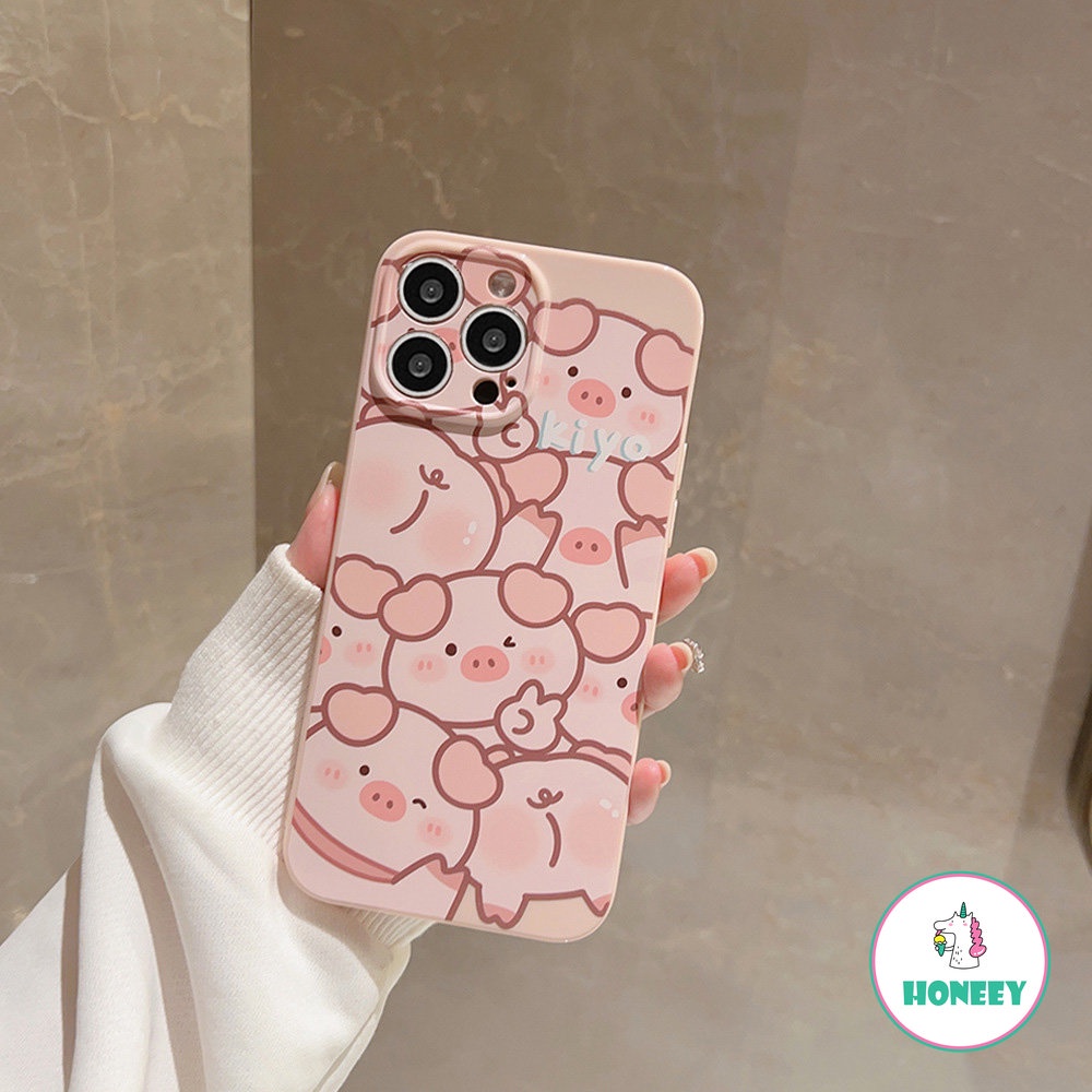 Kawaii Pink Piggy Phone Case Kompatibel Untuk iPhone 14 Pro Max13 12 11 Pro Max TPU Lembut Shockproof Sarung Handphone