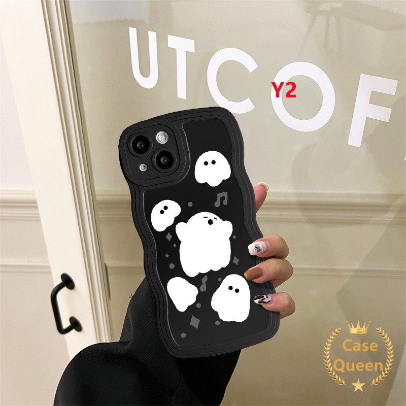 Casing Tepi Bergelombang Ghost Little Monster Lucu Untuk Realme C53 C25 C21Y C35 C55 C25s C33 C25Y C11 C15 C20 C30 C3 C20A C12 9i 5 5i 6i 5S 20 30A Luck Dustbunny Coal Ball Couple Soft Cover