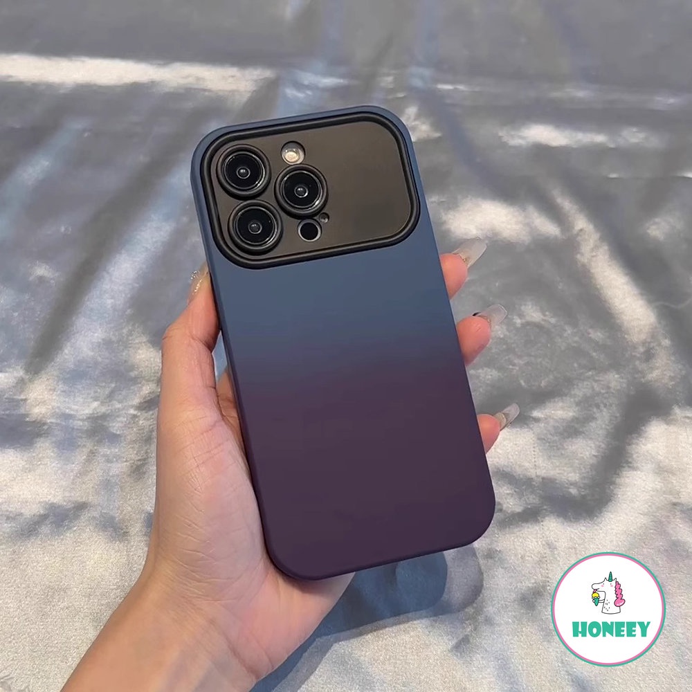 IPHONE Fashion Kamera Penuh Perlindungan Matte Gradasi Warna Kontras Case Untuk Iphone13 14 11 12 Pro Max14 Plus Sarung Tahan Guncangan