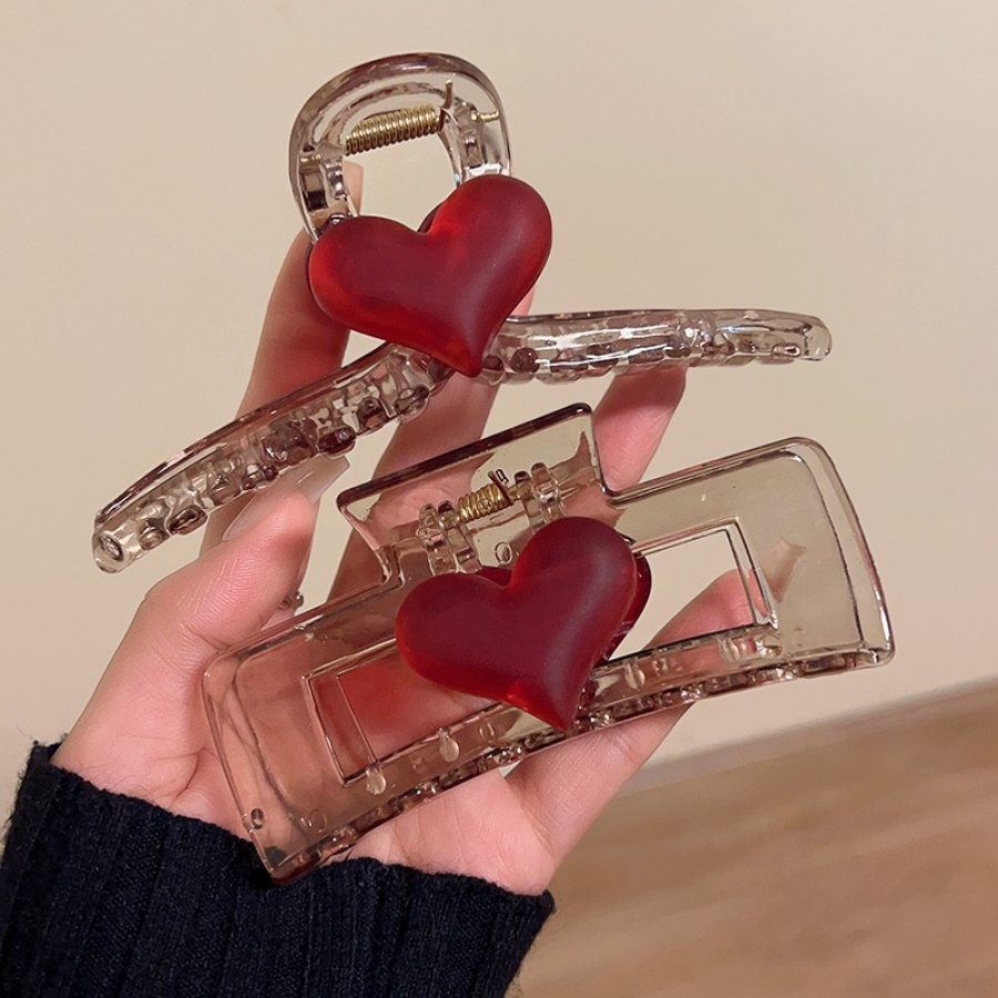 Korean Acrylic Transparent Love Hair Clip Woman Versatile Fashion Hairpin Casual Ponytail Clip Hair Accessories