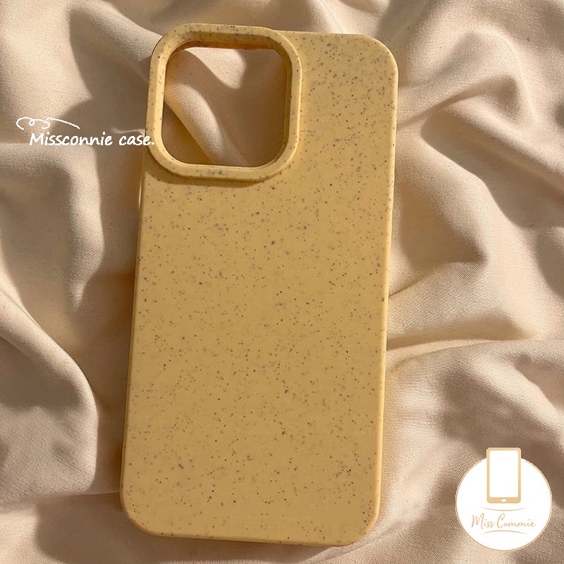 Ins Luxury Straw Texture Case Compatible For IPhone 11 13 14 12 Pro Max 7Plus XR X XS MAX 7 6 6S 8 Plus SE 2020 Simple Solid Color Degradable Soft Tpu Cover