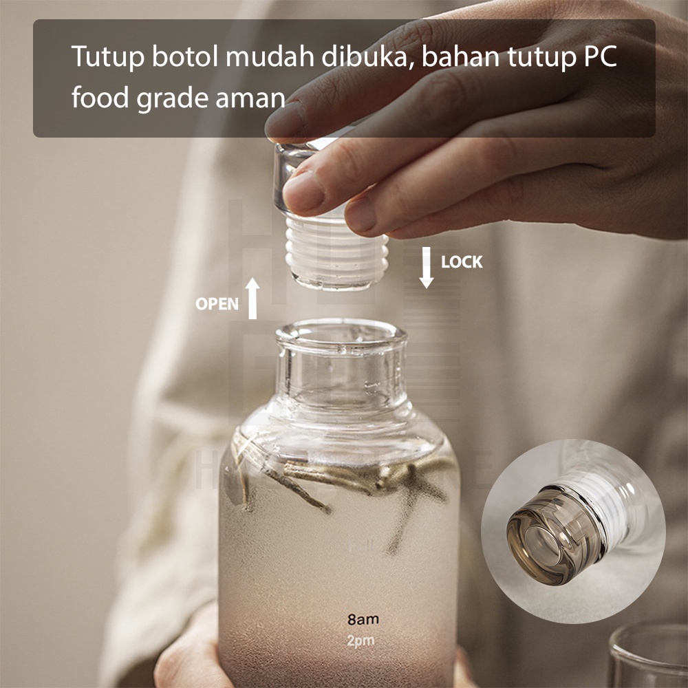 HUGO Botol Minum Aesthetic Water Bottle Termos Botol Bening Transparan Estetik Botol Air Plastik