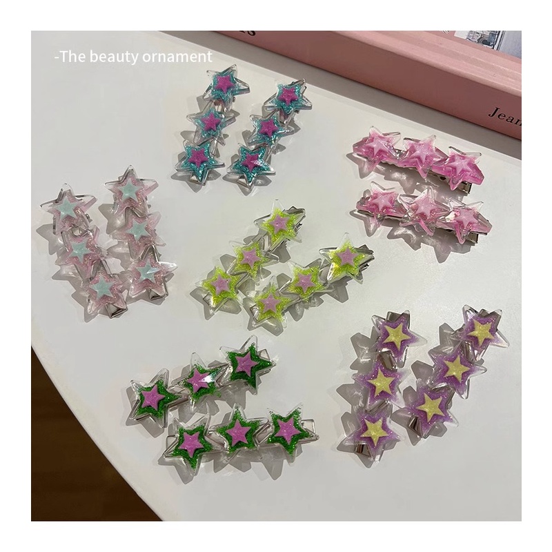 1pc Klip Rambut Bintang Pentagram Poni Lucu Menggenggam Klip Baru Hair Card A Word Duckbill Clip