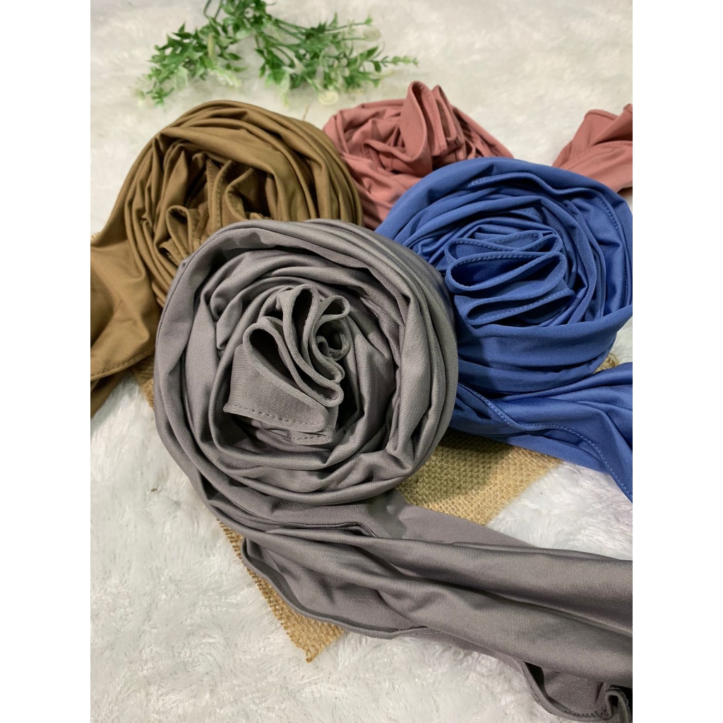 Pashmina Kaos Jersey Premium Kerudung Panjang Tebal Flowy Hijab Pasmina kaos rayon