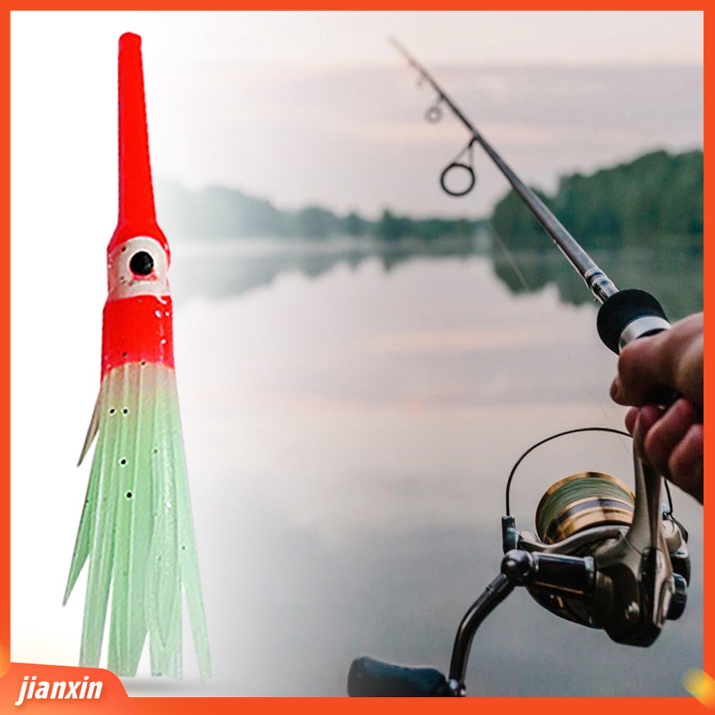 (In Stock) Simulasi Warna Cerah Mata Besar Anti Gigit Mulut Panjang 9cm Umpan Cumi Bercahaya Memancing Laut Lembut Gurita Cumi Rok Umpan Pancing Tackle