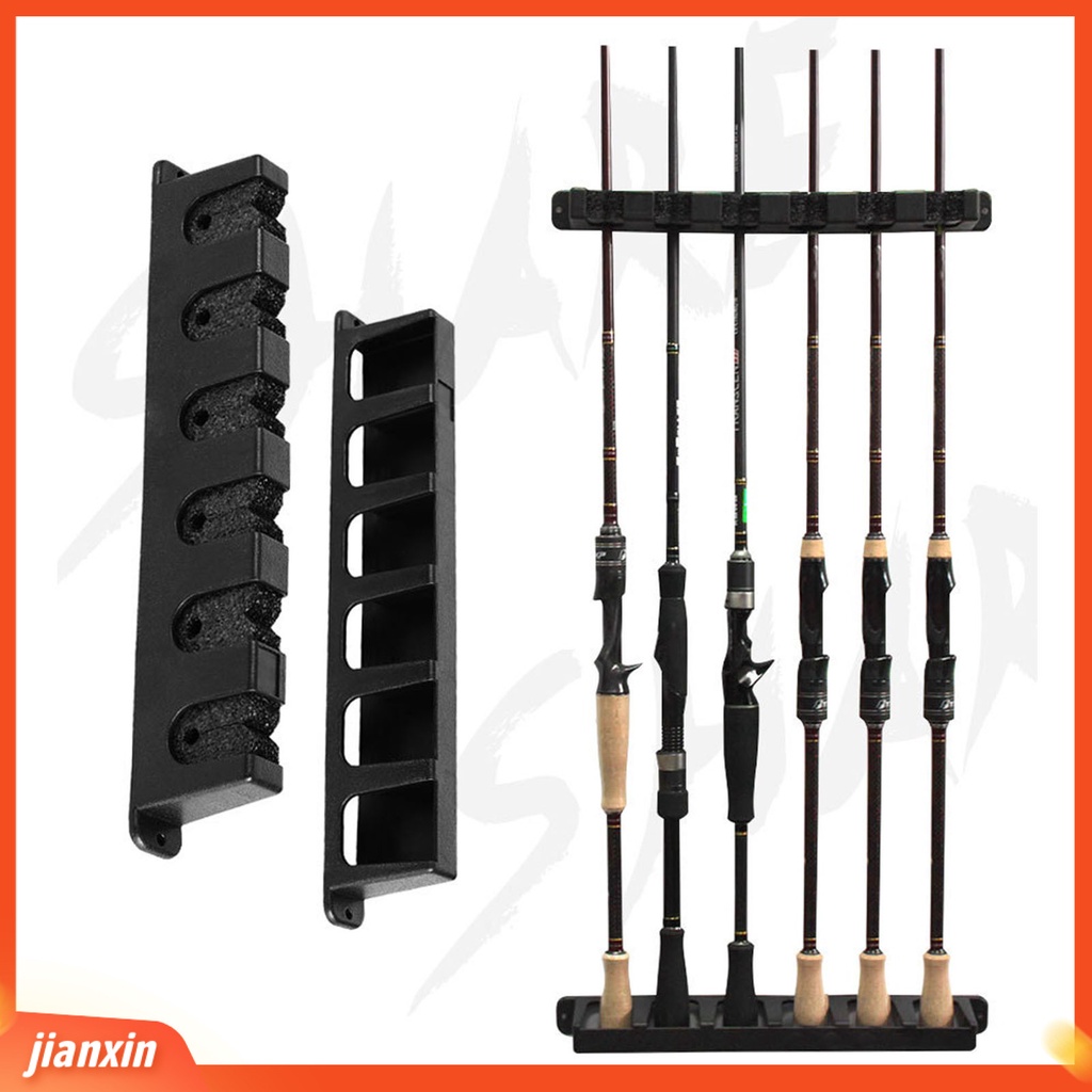 (In Stock) 1set Holder Joran Pancing Adjustable 6slot Stand Penyimpanan Angling Lure Rod Gantung Vertikal Untuk Outdoor
