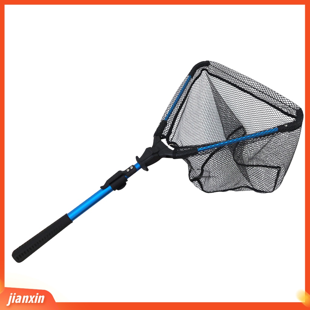 (In Stock) Jaring Ikan Lipat Anti-slip Teleskopik Gagang Aluminium Jaring Halus Profesional Angling Segitiga Ditarik Ikan Arahan Net Penangkap Perlengkapan Memancing