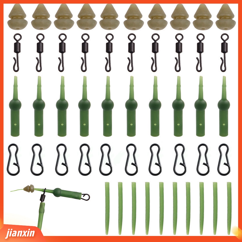 (In Stock) 50Pcs /Set Chod Rig Buffer Putar Memimpin Klip Slide Rig Carp Heli Fishing Tackle