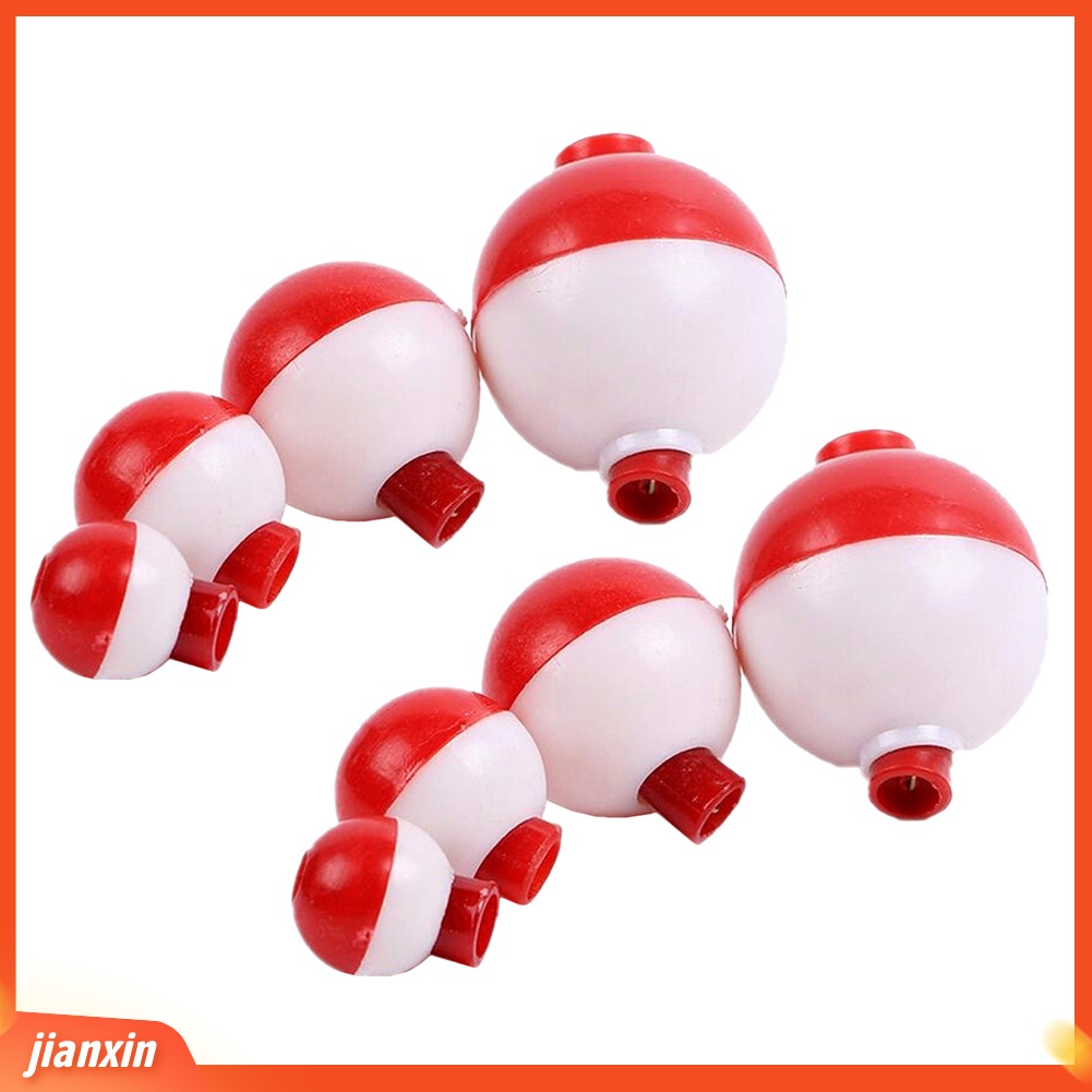 (In Stock) 8Pcs /Set 4ukuran Pelampung Bulat Pancing Laut Plastik Bobbers Drift Umpan Indikator