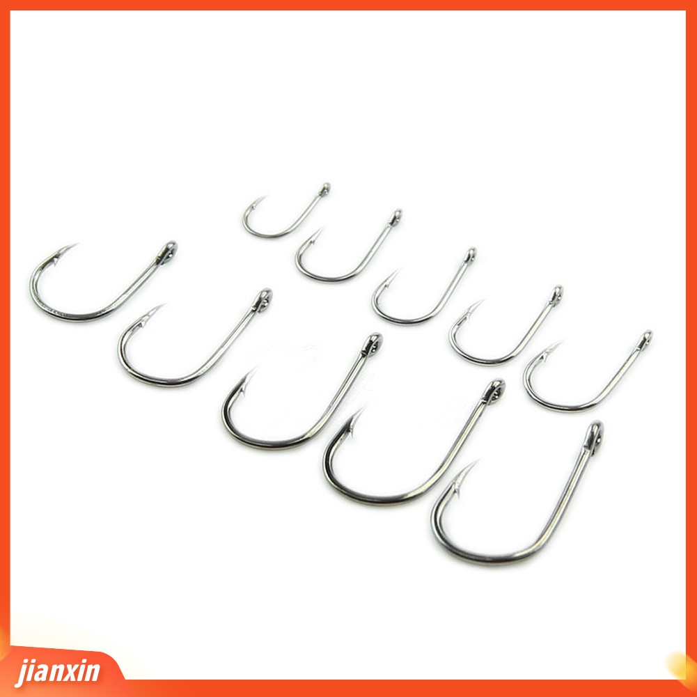 (In Stock) 500Pcs 10ukuran Aneka Kait Pancing Tajam Umpan Umpan Dengan Tackle Box