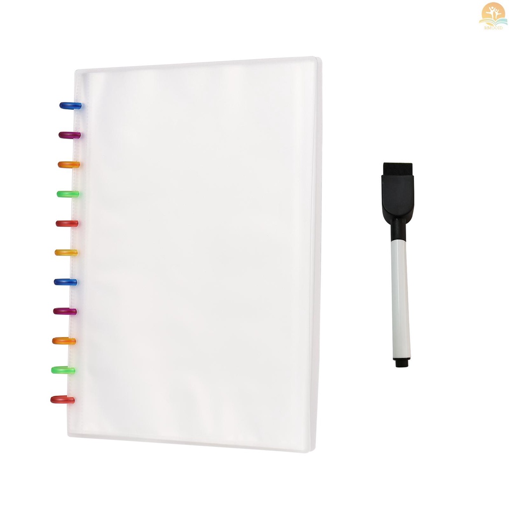 In Stock A4 Folder Dokumen Bening Folder Plastik Dengan Disc Round Buckle Mushroom Hole Kantong Proyek Daun Longgar Plastik 30Sheets Dengan Pena Yang Dapat Dihapus Untuk Pelajar Sekolah Dan Kantor