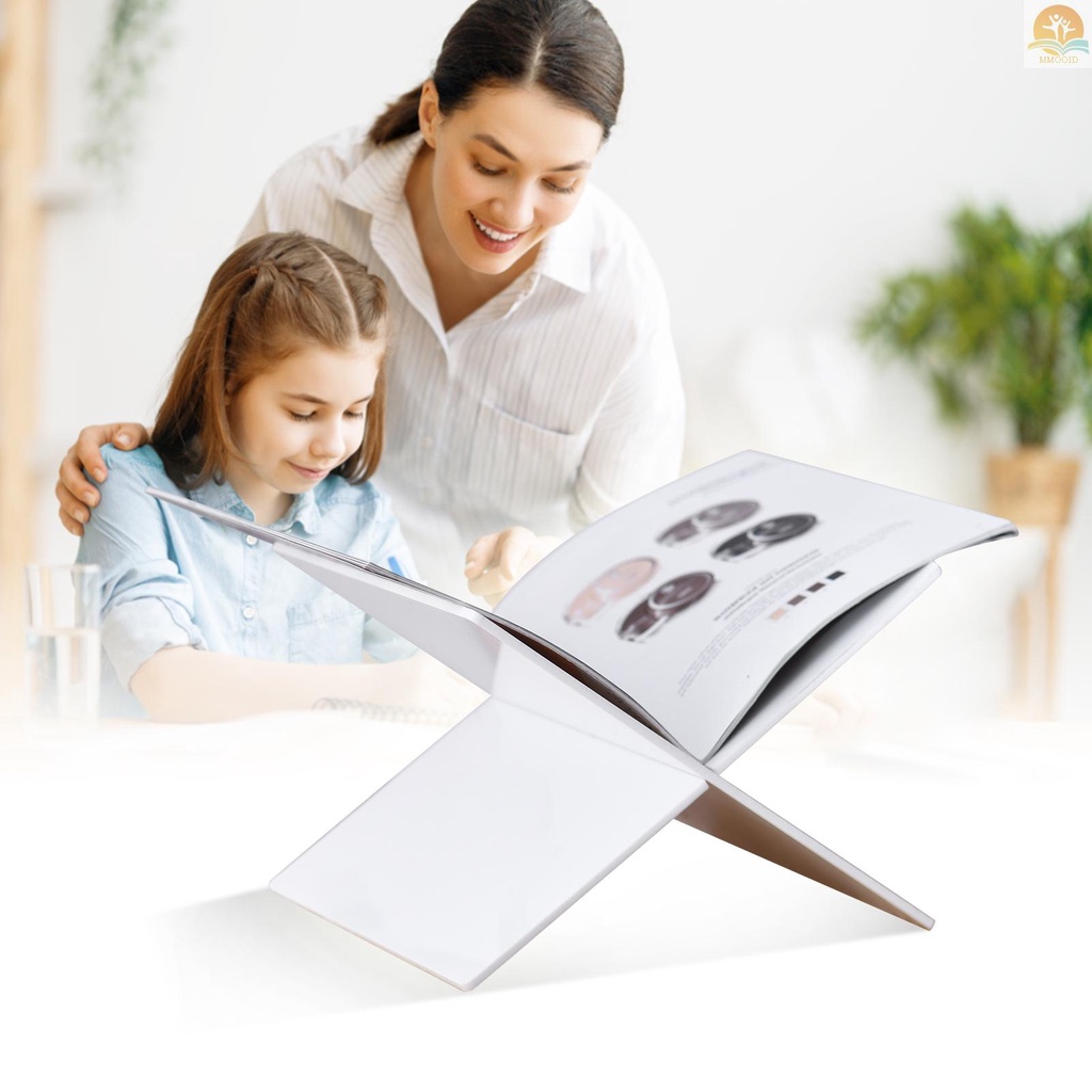 In Stock Stand Buku Akrilik Rak Pajangan X-Shaped Book Rack for Cookbook Buku Resep Menu Majalah Storybook Tempat Buku Pembukaan