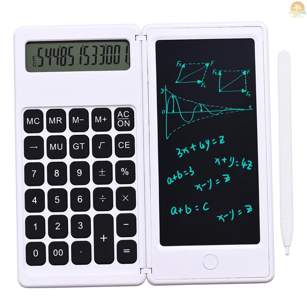 In Stock Foldable Calculator &amp; 6 Inch LCD Writing  Digital Drawing Pad 12 Digits Display with Stylus Pen Erase Button for Children Adults Home Office School Use