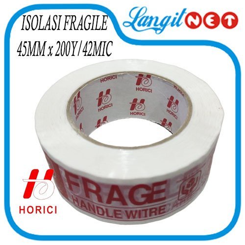 ISOLASI HORICI145 FRAGILE TAPE PUTIH 45MMx200Y42MIC
