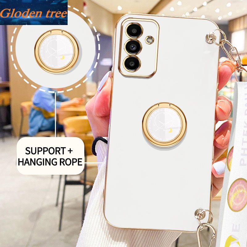 Gloden tree Phone Case Untuk Samsung Galaxy A14 A13 A24 4G 5G A04S A34 A54 5G M23 F23 M52 M14 5G Original Casing Dengan Watch Standand Lanyard