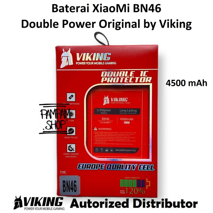 Baterai VIKING Double Power Original XiaoMi BN46 Redmi 7 Note 8 Batre TERMURAH