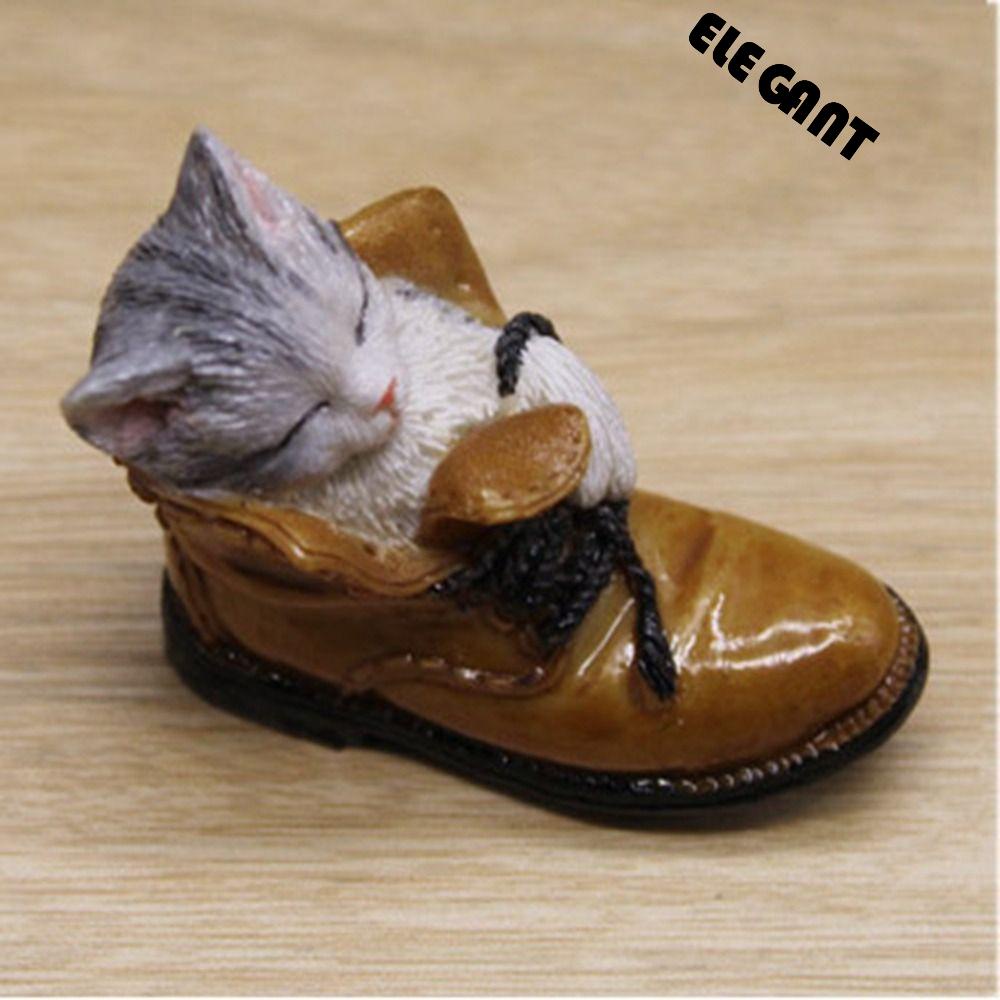 【 ELEGANT 】 Patung Kucing Resin Serbaguna Lanskap Mikro Meja Kantor Hadiah Rumah Simulasi Patung Miniatur