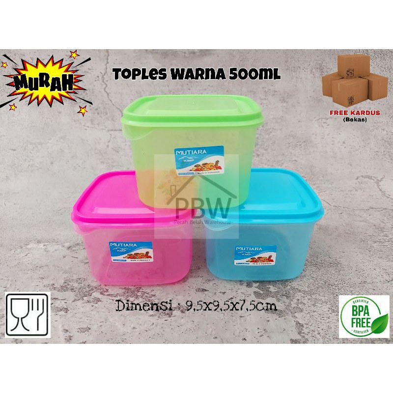(ISKA)Toples Plastik Murah  500ml / Toples Kue / Toples Plastik Warna Mutiara KMP