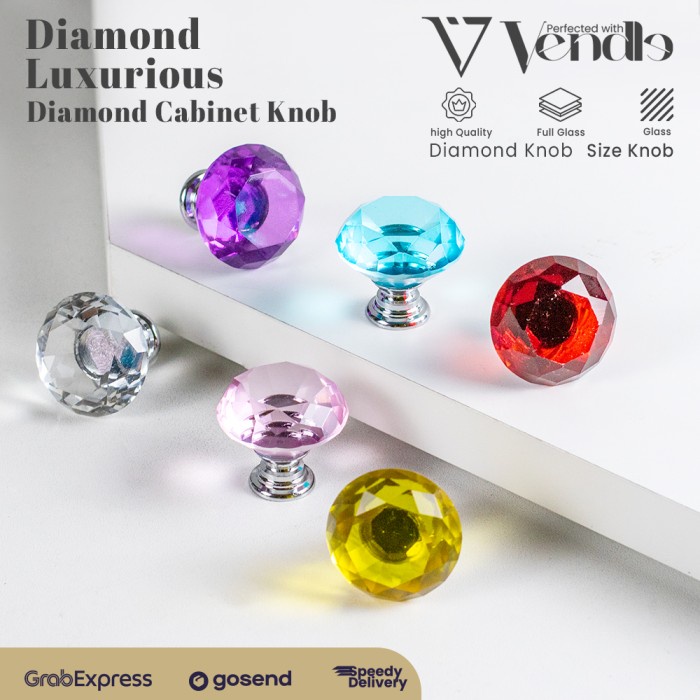 Tarikan Knob Diamond - Gagang Pintu Laci Lemari Mewah - Handle Kristal