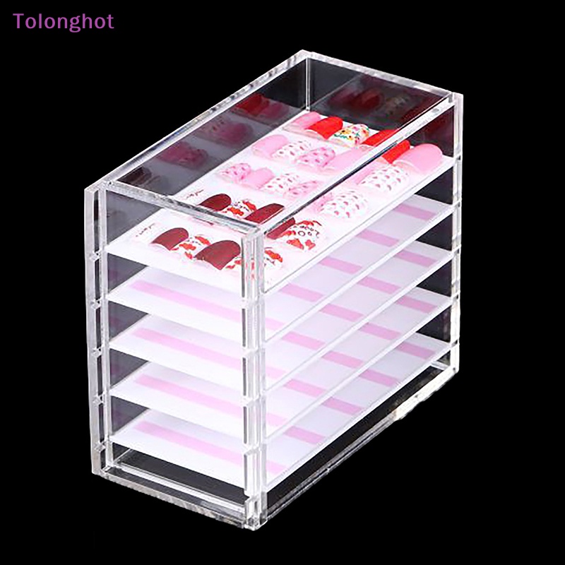 Tolonghot&gt; 5/10lapisan Nail Art Storage Display Box Memakai Armor Transparan Akrilik Kotak Manicure Collector Box Sudah Finishing Packing Kuku Palsu Dengan Baik