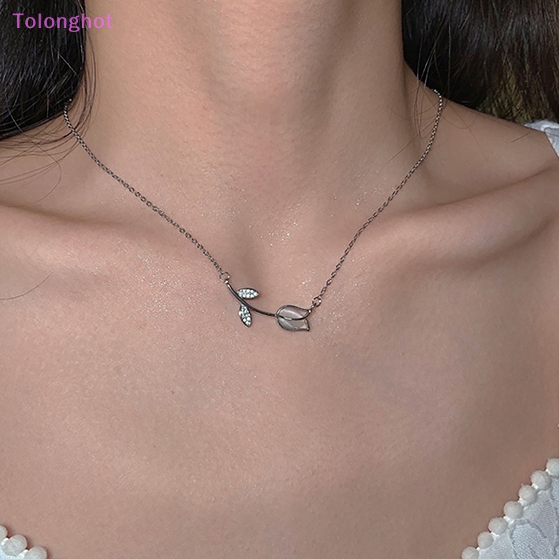 Tolonghot&gt; Fashion Kalung Tulip Kecil Ringan Kepribadian Wanita Temperamen Sederhana Pacar Kerah Rantai Untuk Wanita Rantai Klavikula well