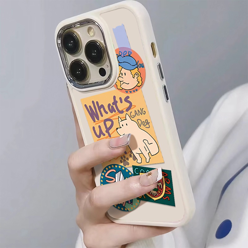 IPHONE Casing Ponsel Silikon Kompatibel Untuk Iphone14 13 12 11 Pro Max XS X Xr8 +7Plus Casing Lembut Lucu Shockproof Metal Buttons Cover Cell Precticer