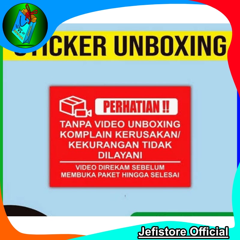 

Cetak Stiker wajib video unboxing banyak variasi - jefistore