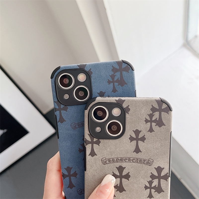 IPHONE Olahraga Trendi Jalan Retro Cross Lambskin Anti-drop Soft Case Motif Beruang Casing Ponsel Untuk Iphone14 13 12 11 Pro X XS MAX XR 7 8 Plus