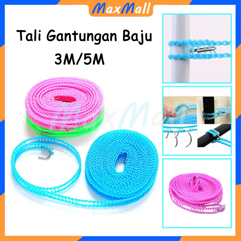 Tali Jemuran Pakaian Ukuran 3M dan 5M dengan Gantungan Line Hook — 4