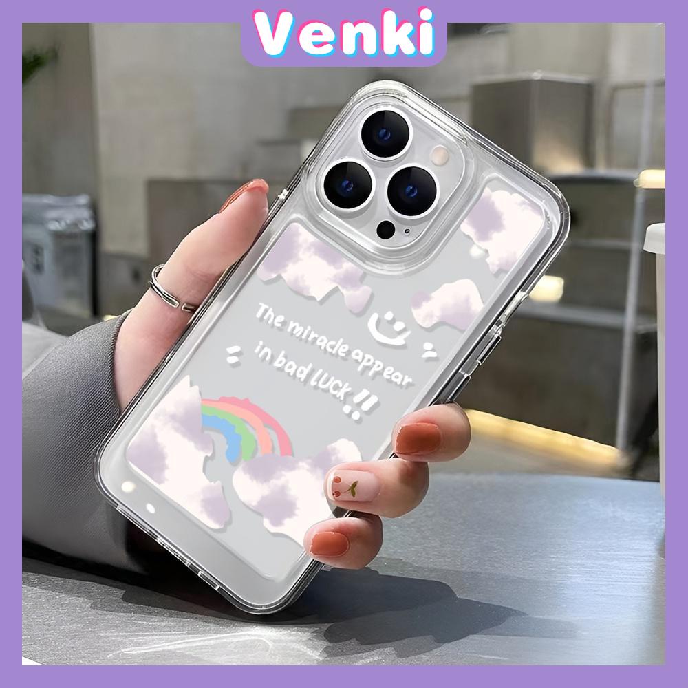 VENKI - Untuk iPhone 11 Case Clear Space Hard Acrylic Case Shockproof Protection Camera Romantic Rainbow Clouds Kompatibel dengan iPhone 14 13 Pro Max iPhone 12 Pro Max XR 7Plus 8Plus