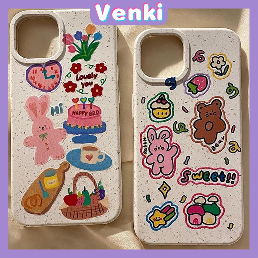 Venki - Untuk iPhone 11 Case Ramah Lingkungan Degradable Case Halus Pelindung Kulit Gandum Beruang Lucu Kelinci Kue Kompatibel dengan iPhone 14 Pro max 13 Pro max 12 Pro Max 11 xr xs max 7 8