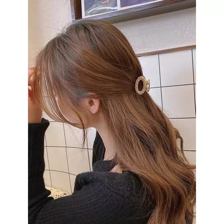 HZ  Jepit Rambut Korea Wanita Bahan Alloy Logam Warna Emas Gold Hair Claw Clip Girl Women Fashion Hairpin Import