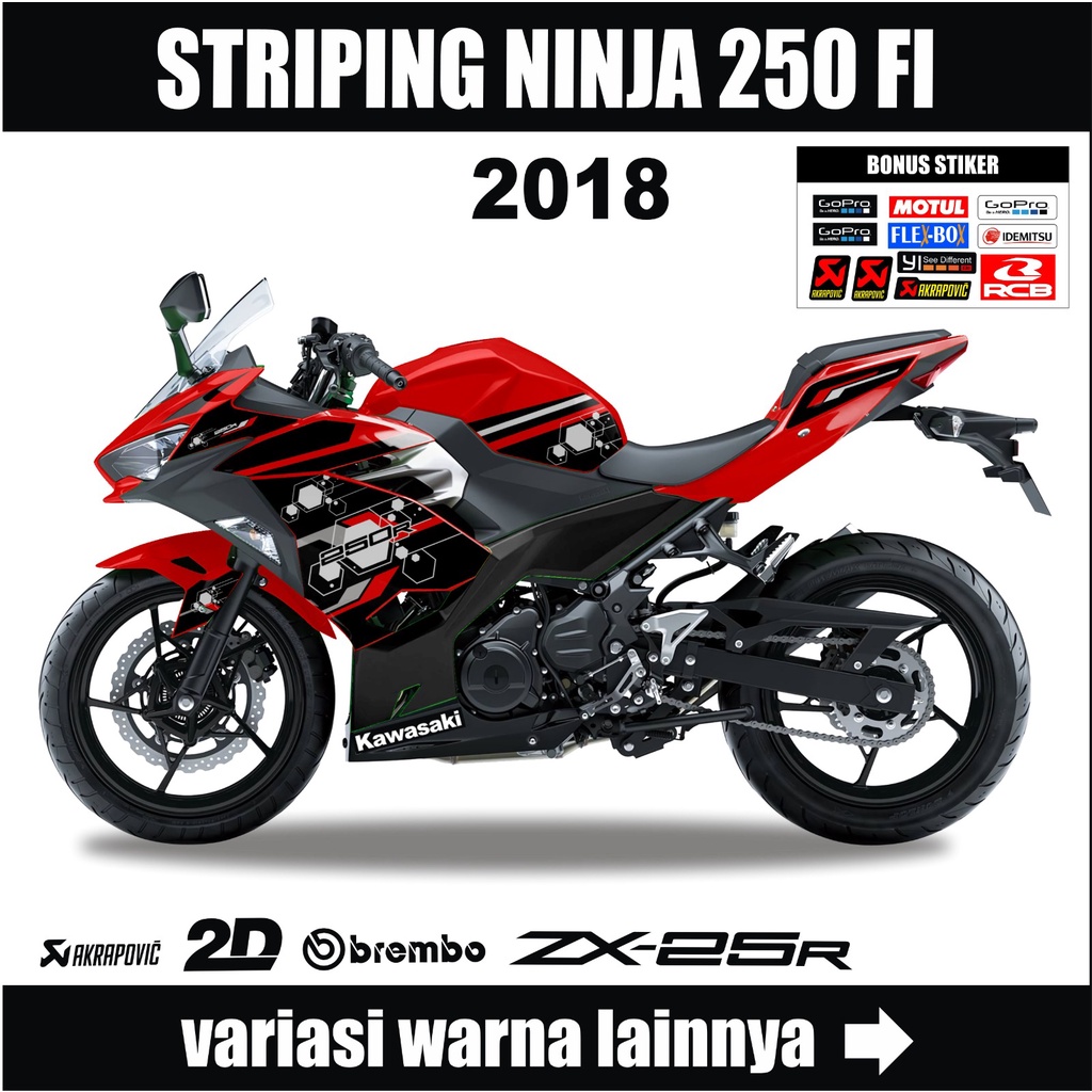 Striping Stiker Kawasaki Ninja 250 Fi 2018 / Decal Stiker Motor Ninja Fi 250 2018 -2022