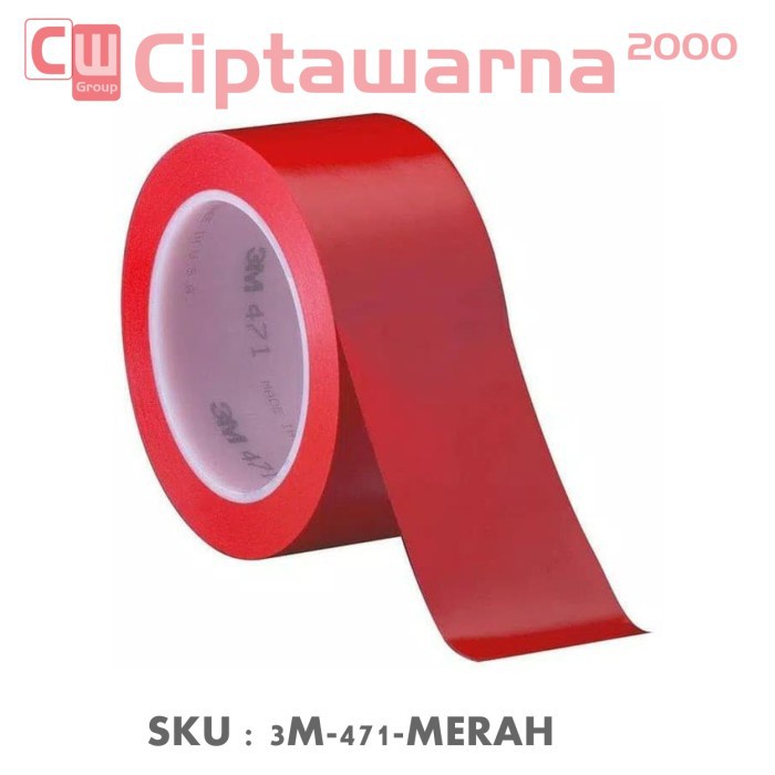 

3M Floor Marking 471 Merah Kuning Hijau 2 in x 36yard Tebal 0,14mm - Merah