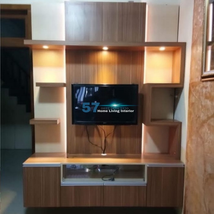 Kabinet Bufet Tv Minimalis Bahan Multiplek HPL Free Desain Aksesoris