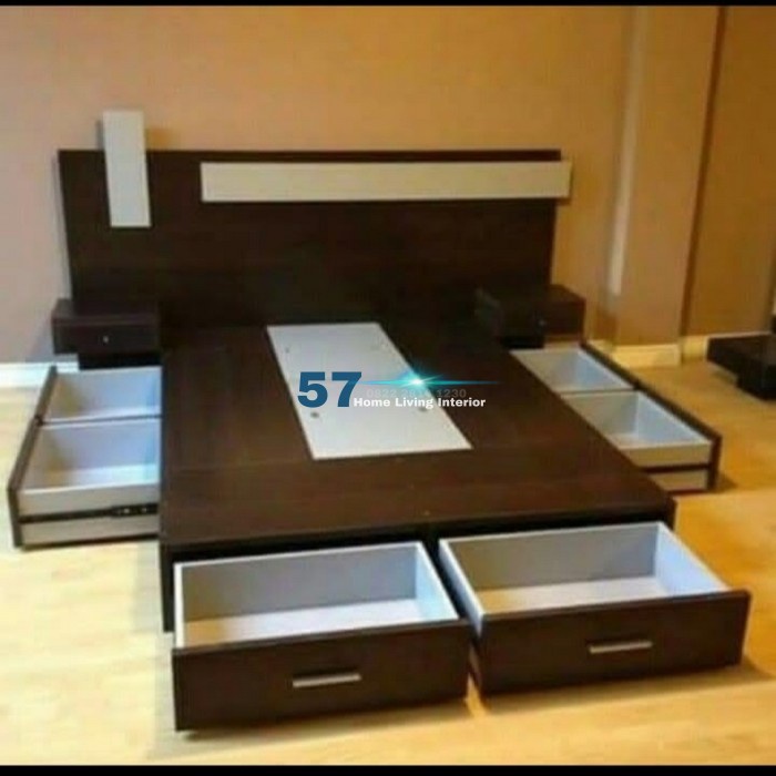 Rangka Tempat Tidur - Dipan Laci Minimalis Bahan Multiplek HPL