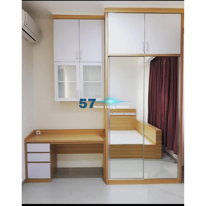 Set Meja Belajar Dan Lemari Pakaian Bahan Multiplek Bahan Plywood HPL