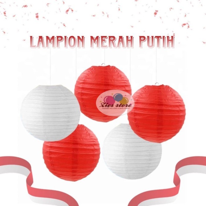 20CM Lampion Gantung Merah Putih / Lampion Kertas Dirgahayu