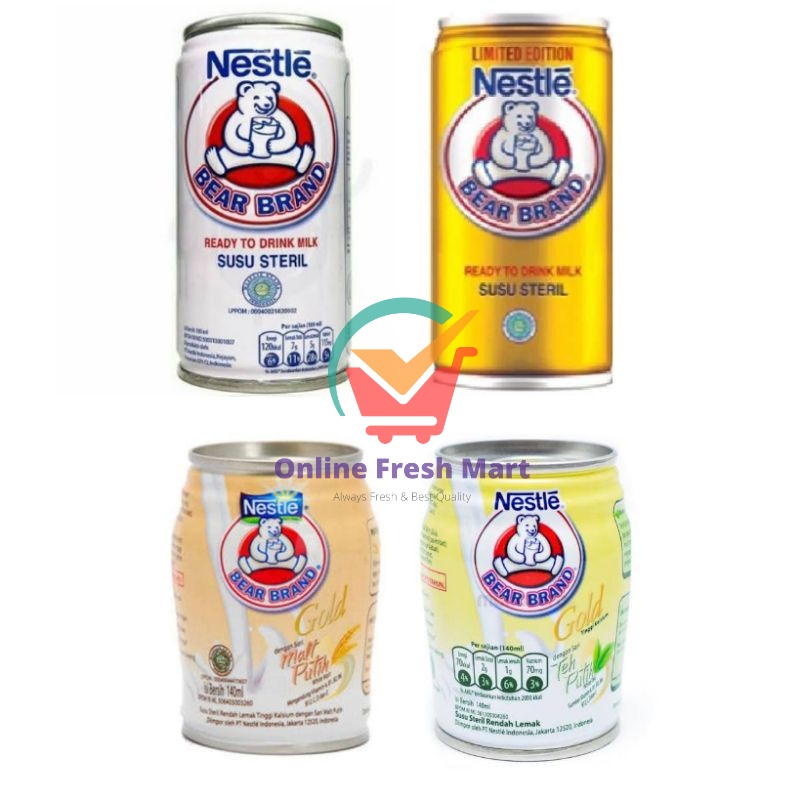 

(kirim instant) BEAR BRAND Kaleng susu sapi steril siap minum Gold Malt Putih Teh Putih - Online Fresh Mart Denpasar