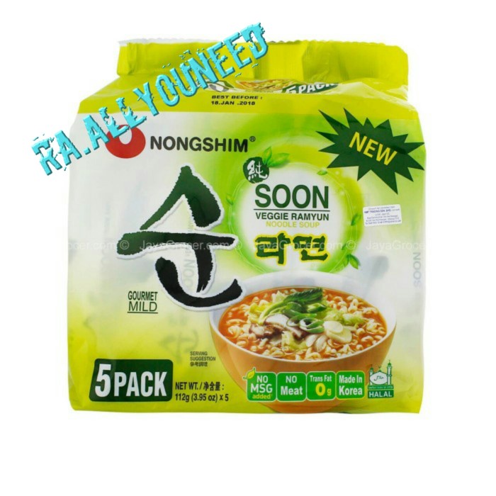 

Nongshim Soon Veggie Ramyun 560gr (5pcs x 112g)