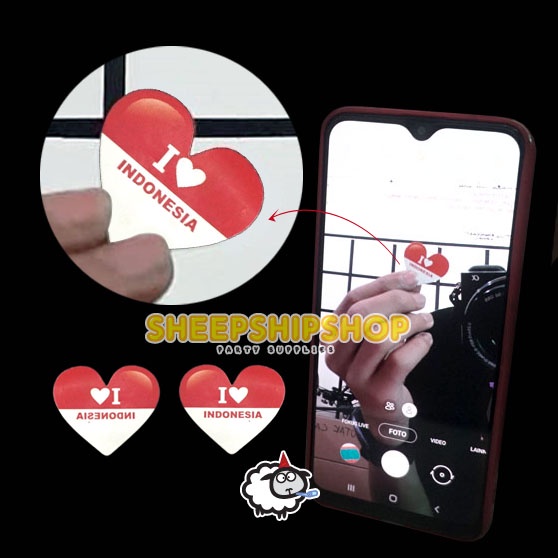 ECERAN STIKER LOVE Untuk SELFIE uk 3.5 X 2.5 CM / Stiker Pipi Merah Putih Dirgahayu HUT RI 17 Agustu