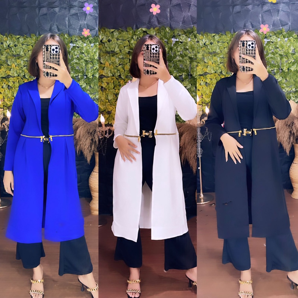 BLAZER PANJANG WANITA/LONG BLAZER SCUBA POLOS ZIPPER IMPORT BEST SELLER / BLAZER KOREA