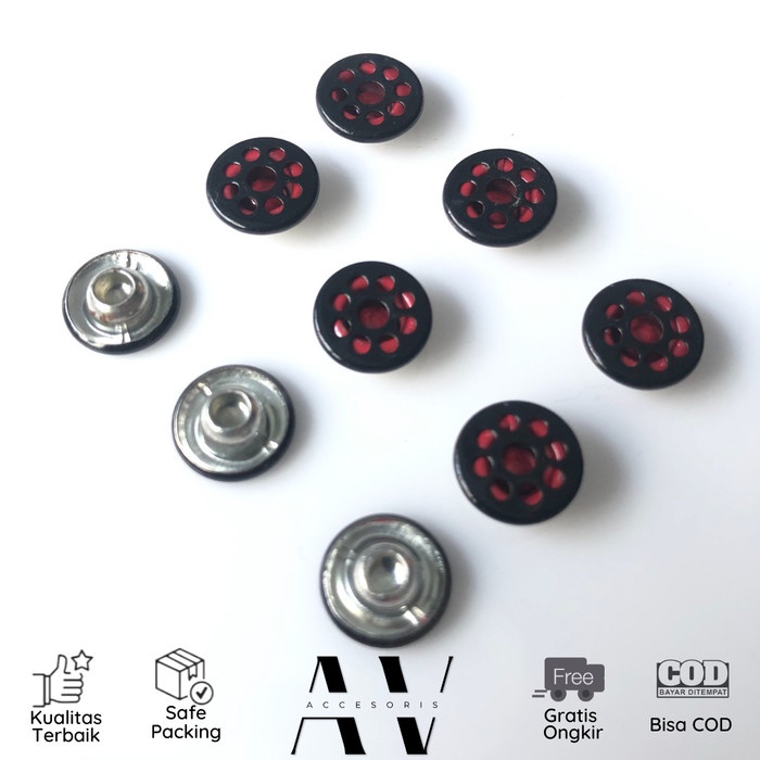 AVACC Rivet Celana Model Datar 9,5mm CAT Hitam Jeans Aksesoris Murah