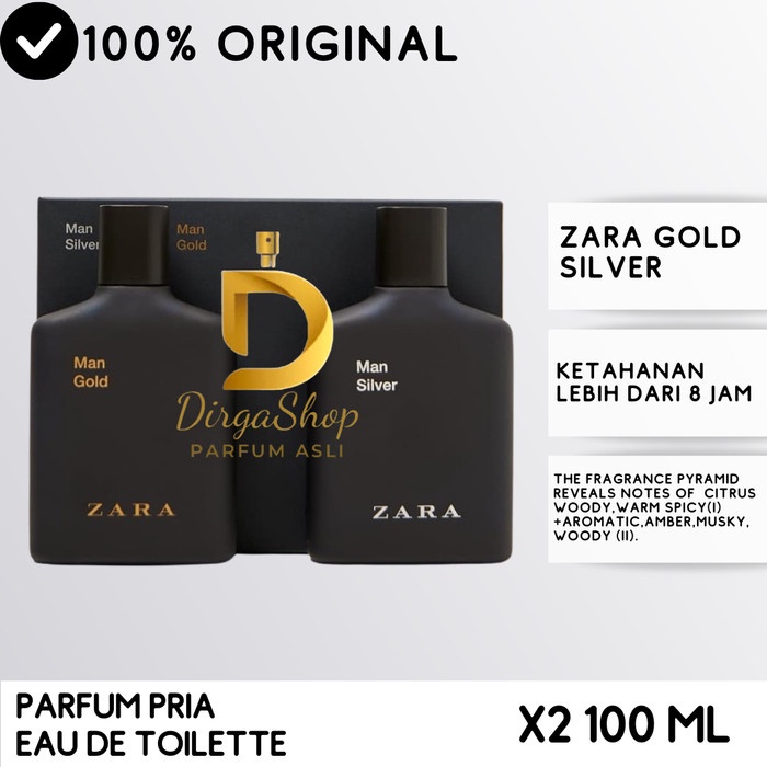 New Parfum Zara Silver + Gold Men EDT Gift Set Original - 2X100ML