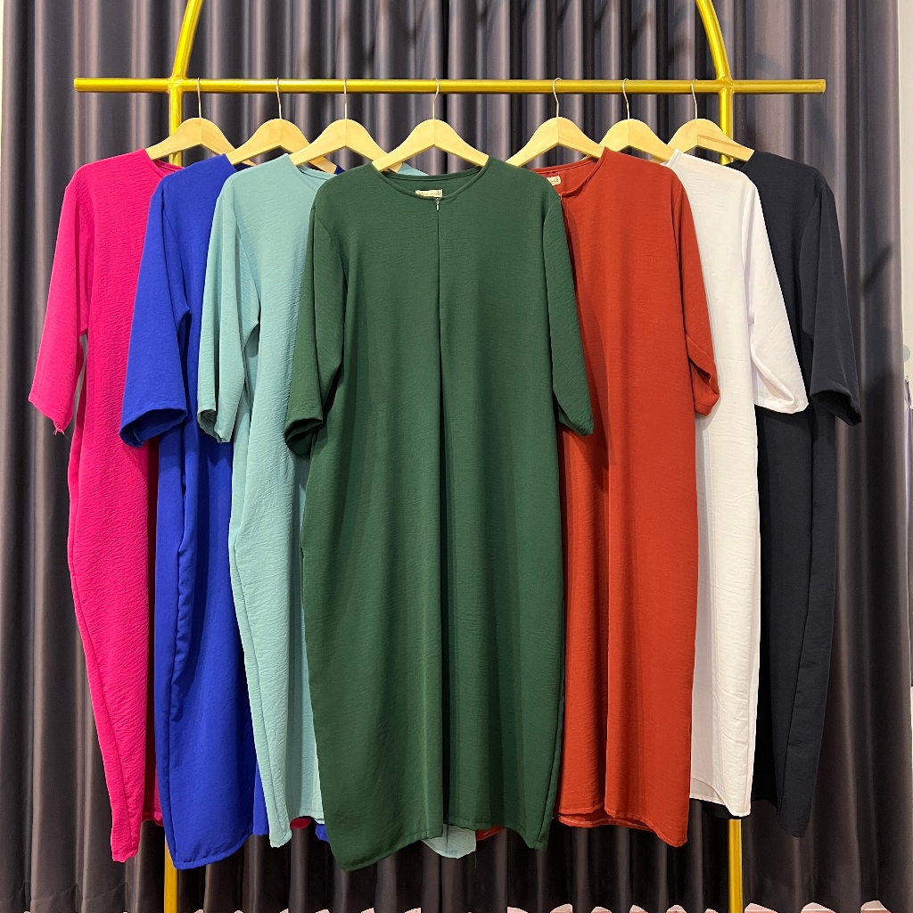 {PROMO LIVE} GAMIS DASTER VIRAL LENGAN 3/4 CRINKEL TERBARU - Nyaman dan Modis Termurah Karena tangan