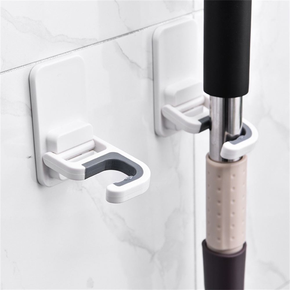 ღ Kamar Mandi Pel Pemegang Pel Klip Sikat Sapu Gantungan Pel Dinding Rak Rak Self-Adhesive Pel Penyimpanan Hook kamar Mandi Penyimpanan Alat